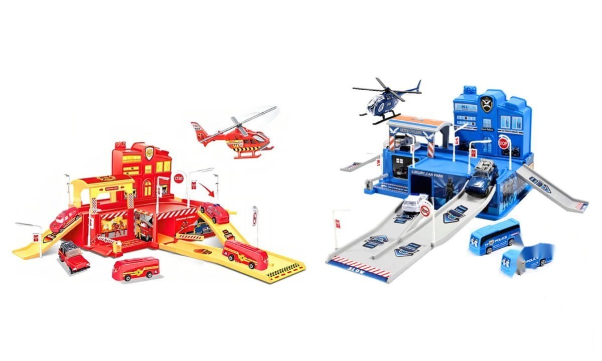 *➡️ Pista de Carrinhos Infantil Bombeiro com 5 Veículos e Acessórios Maxi Toys