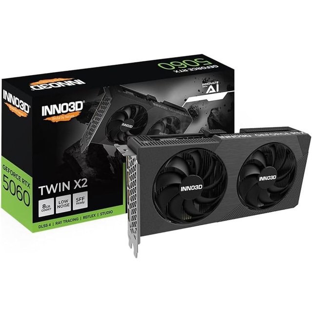 ⚠️ PLACA DE VÍDEO NVIDIA GEFORCE INNO3D RTX5060 TWIN X2 8GB 128BITS GDDR7 N50602-08D7-195071N