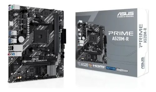 ⚠️ Placa Mãe Asus Prime A520m-r Am4 Ddr4 M.2 Chipset A520 Hdmi Preto