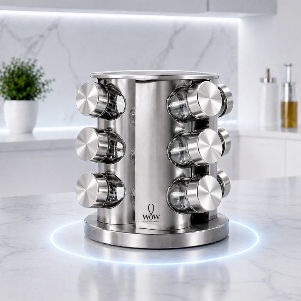 🆘PORTA TEMPERO INOX GIRATÓRIO VIDRO 12 POTES 360