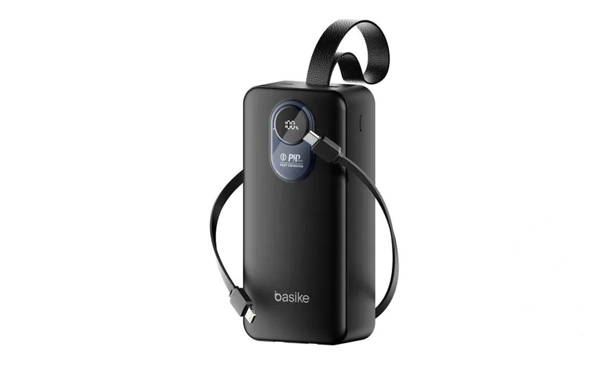 ⚠️ Power Bank Basike 30.000mAh Portátil, Carregamento Rápido 22.5W, com Cabos Embutidos e Di...