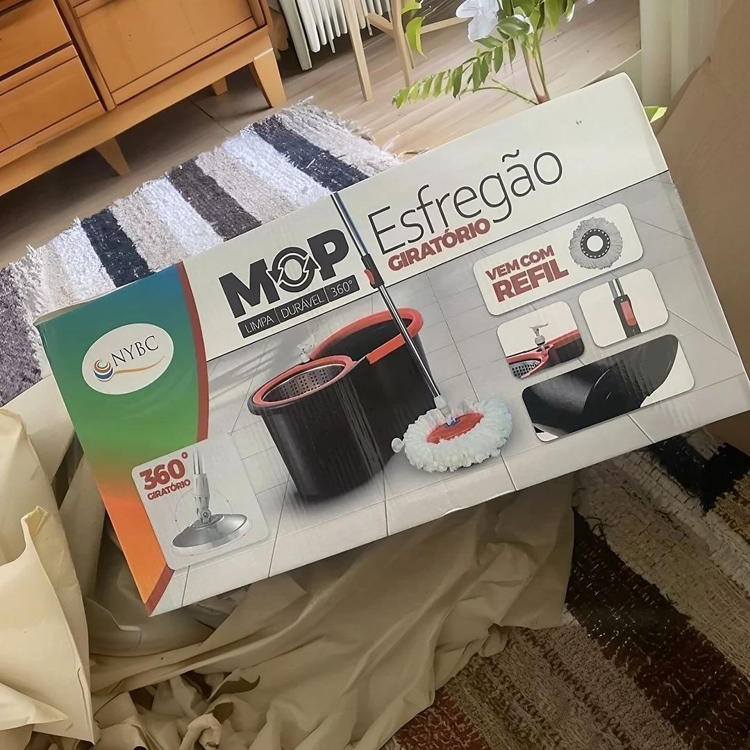 Powermaid Mop Giratorio 360 - Dois baldes com Centrífuga de Plástico - Balde de Enxague com 4L