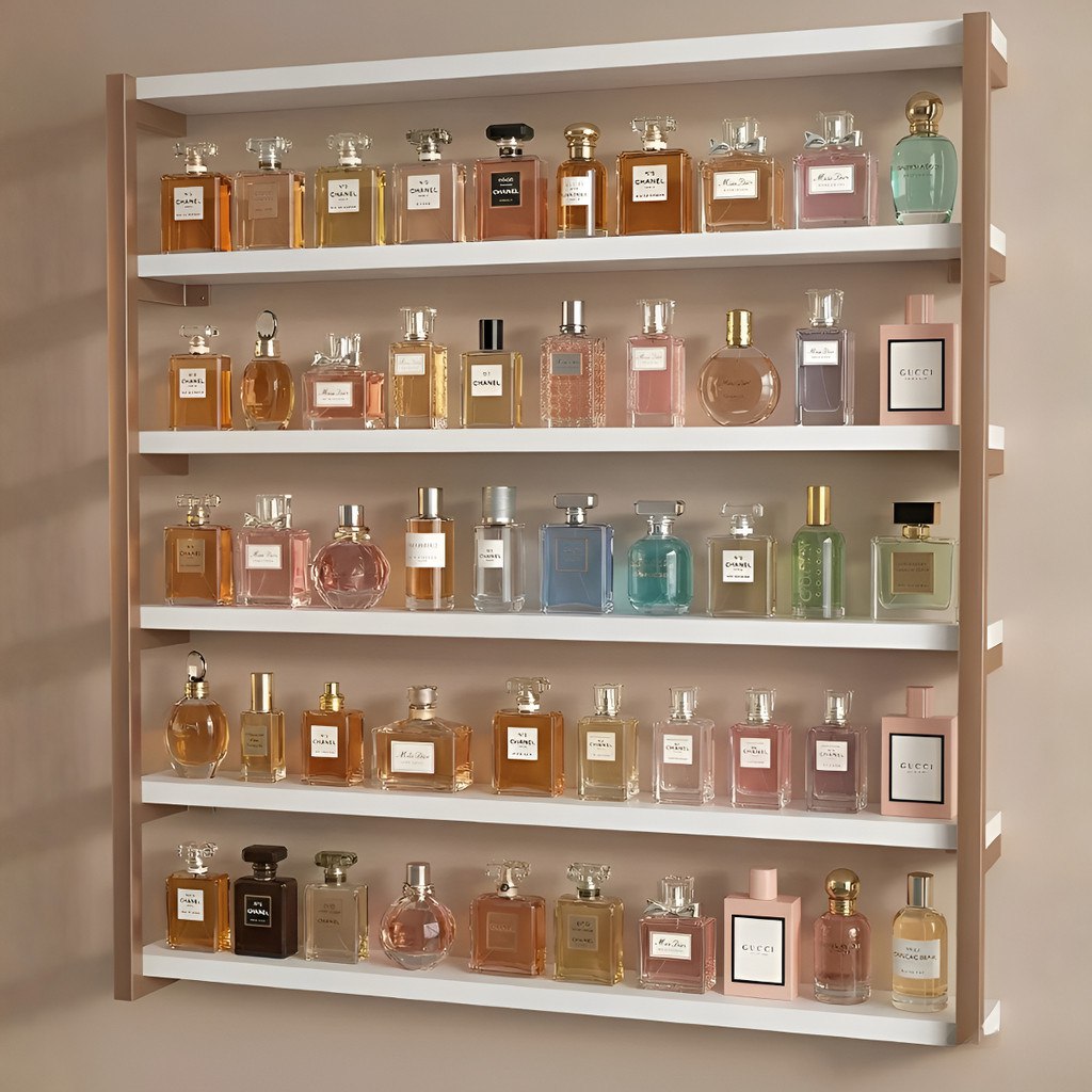 PRATELEIRA EXPOSITORA DE PAREDE PARA PERFUMES E ESMALTES