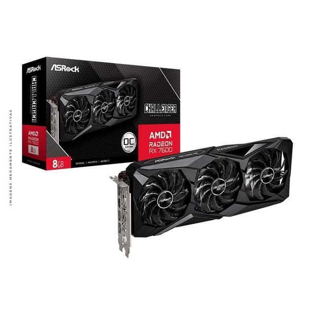 PREÇÃO APROVEITAA ➡️ PLACA DE VÍDEO AMD RADEON ASROCK RX7600 8GB CHALLENGER PRO OC