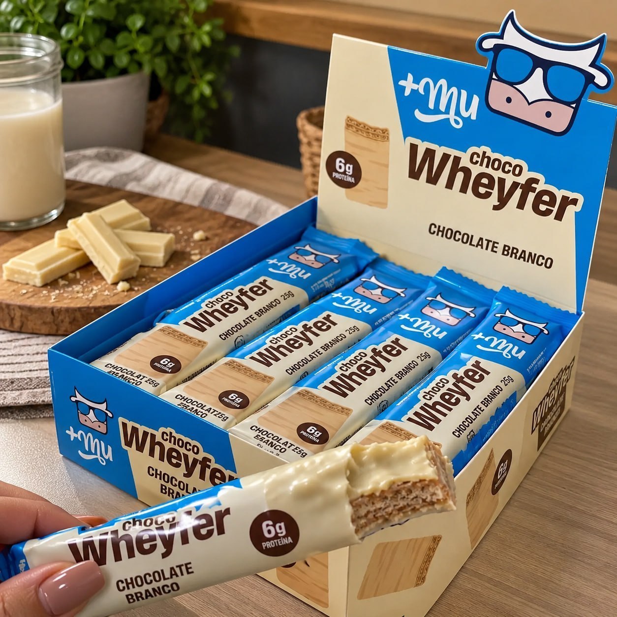 Proteína +mu Chocowheyfer Em Barra De Proteína Sabor Chocolate Branco 12 Un