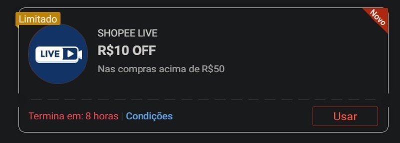 🏷 R$ 10,00 OFF em R$ 50