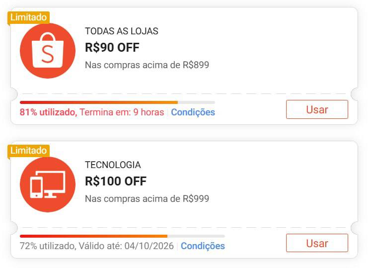 🏷️ R$ 100 OFF acima de R$ 999