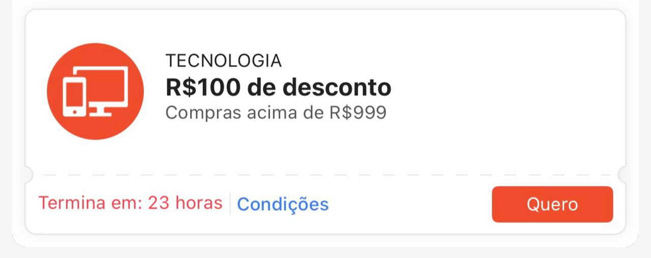 🏷️ R$ 100 OFF em R$ 999