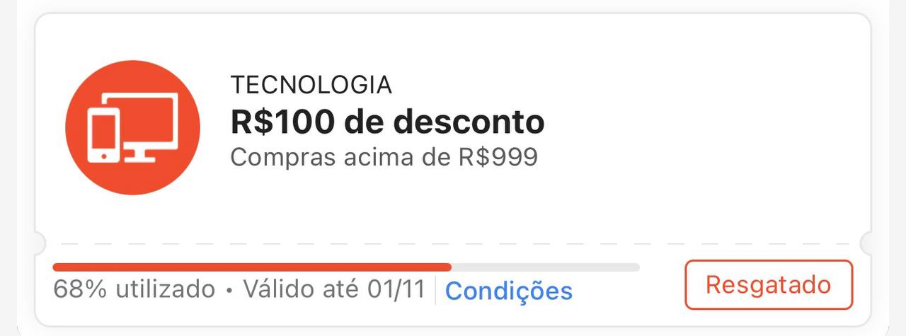 🏷️ R$ 100 OFF em R$ 999