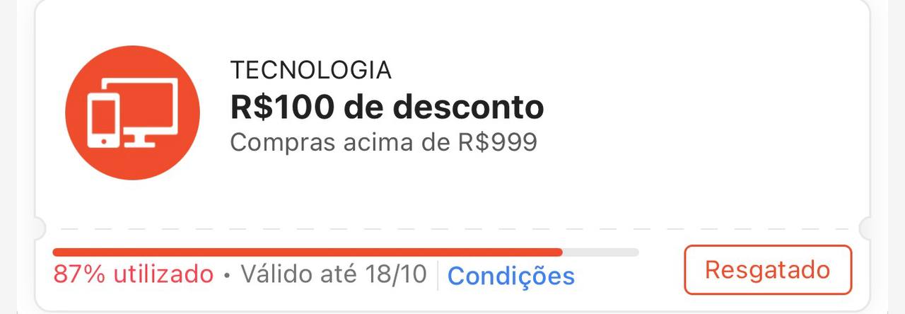 🏷️ R$ 100 OFF em R$ 999