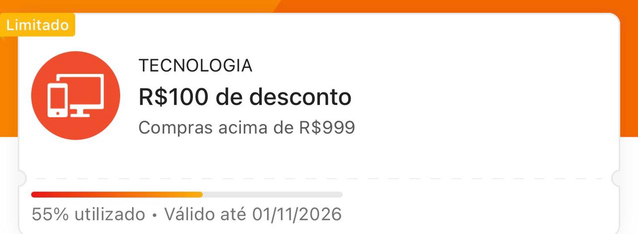 🏷️ R$ 100 OFF em R$ 999