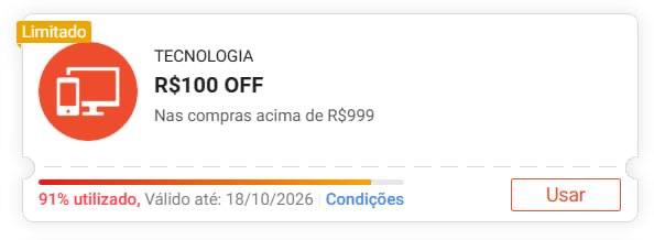 🏷️ R$ 100 OFF em R$ 999