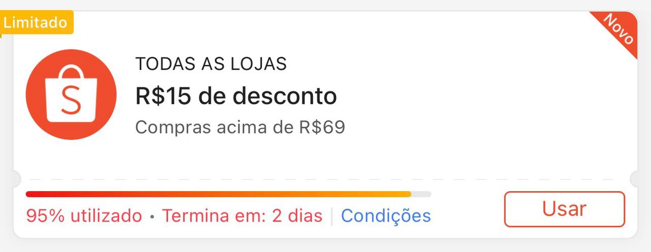 🏷 R$ 15,00 OFF em R$ 69,00