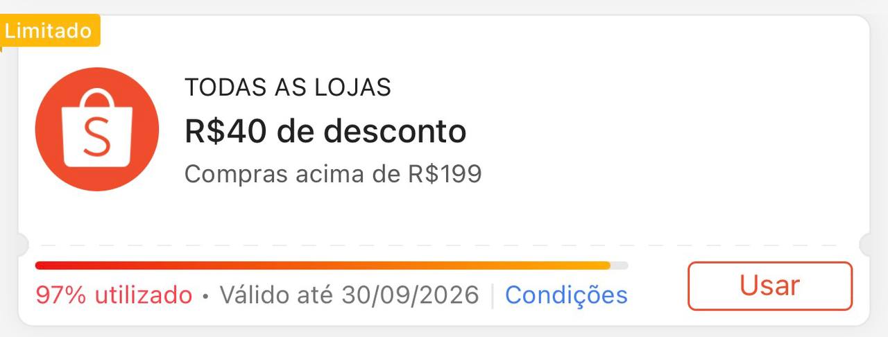 🏷 R$ 40,00 OFF em R$ 199,00