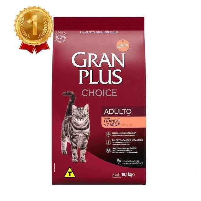 ➡️ RAÇÃO GRANPLUS CHOICE GATOS ADULTOS FRANGO E CARNE 10,1KG