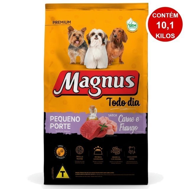 ⚠️ RAÇÃO MAGNUS PREMIUM TODO DIA 10,1KG CÃES ADULTOS PEQUENO PORTE SABOR CARNE E FRANGO ADIMAX