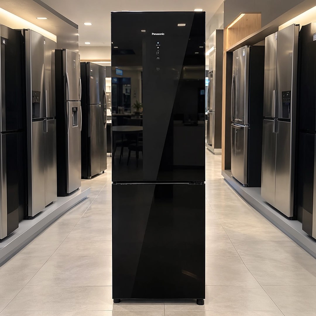 Refrigerador Panasonic 407l Black Glass Nr-bb41gv2b Preto