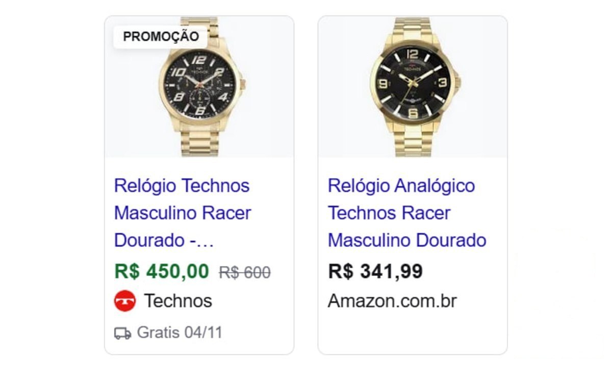 ⚠️ Relógio Technos Masculino Racer Dourado - 6p29ald/1p Fundo Preto
