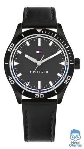 ⚠️ Relógio Tommy Hilfiger Toc Masculino Em Couro Preto 1791819