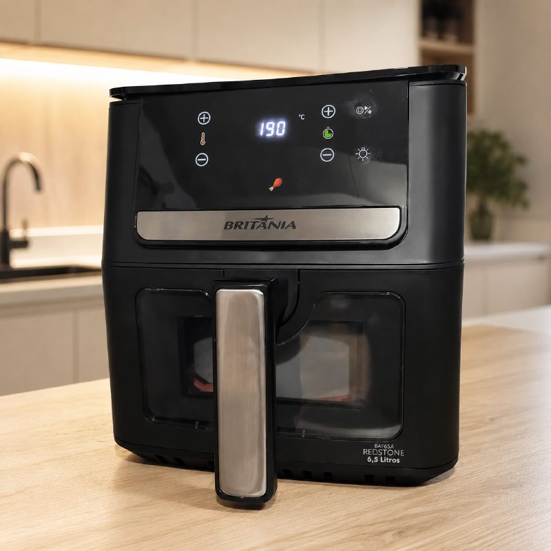 S429049631 Air Fryer Britânia 6,5L 1700W 8 Funções Painel Digital Redstone BAF65A