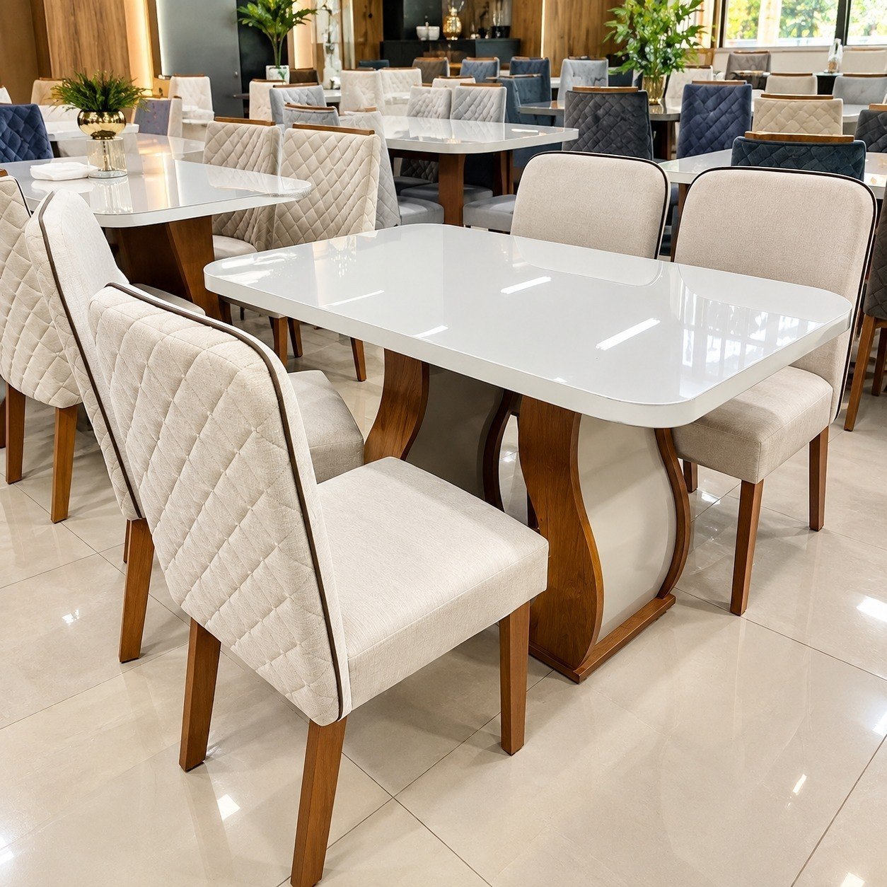 Sala De Jantar 130x90 Lisboa 4 Cadeiras Bom Pastor Naturale/off Linho Off