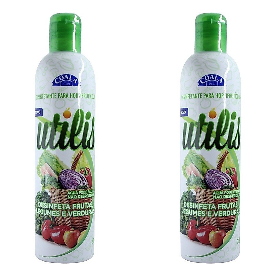 *🆘SÃO 2 😮KIT 2 COALA UTILIS 300ML - DESINFETANTE DE FRUTAS VERDURAS E LEGUMES*