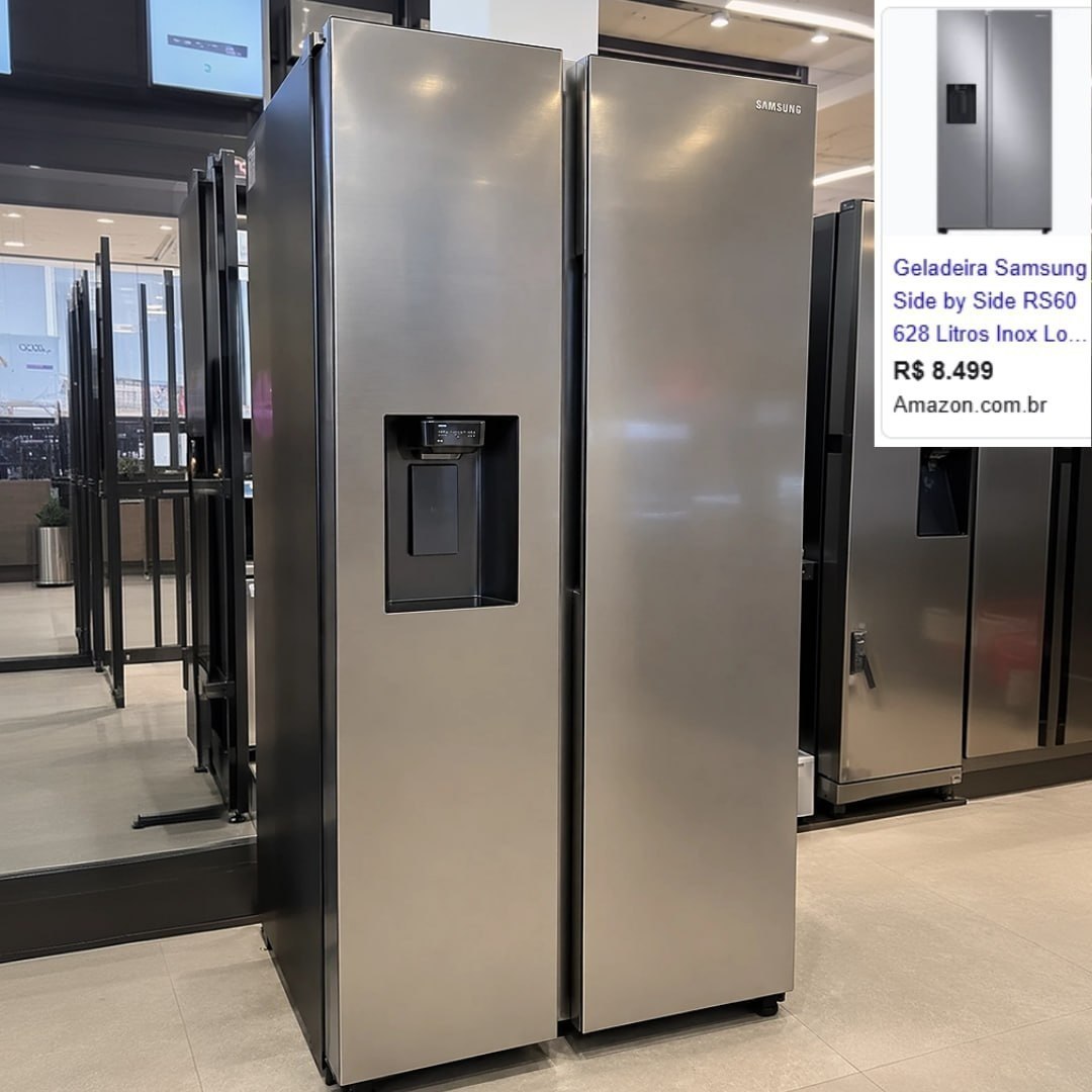 Side by Side com Dispenser Samsung RS60T Inox 628L 127V