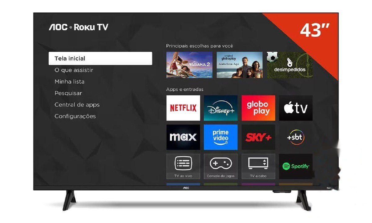 ➡️ SMART TV 43 POLEGADAS 43S5155 78G FULL HD LED WI-FI ROKU TV DOLBY AUDIO AOC