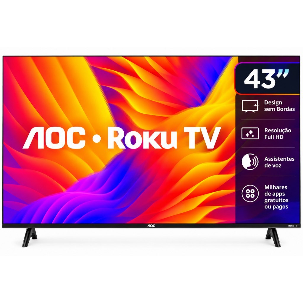 ⚠️ SMART TV AOC 43" FULL HD LED ROKU WI-FI USB HDMI 43S5155/78G
