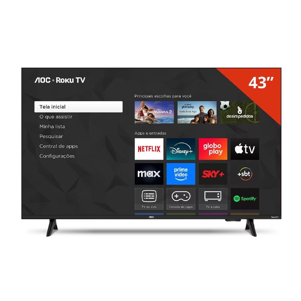 ⚠️ SMART TV AOC 43" FULL HD LED ROKU WI-FI USB HDMI 43S5155/78G