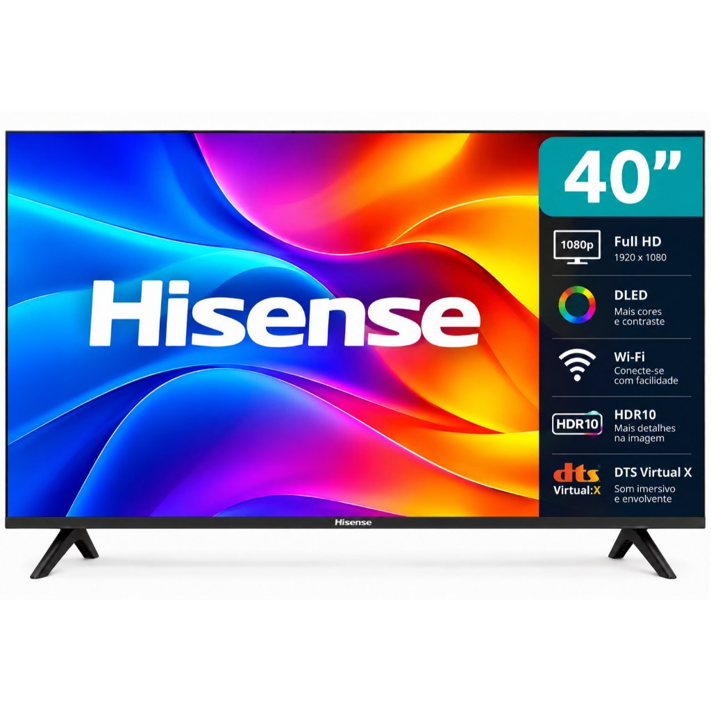 ⚠️ SMART TV HISENSE 40" FULL HD DLED WI-FI HDR10 40A4NV DTS VIRTUAL X