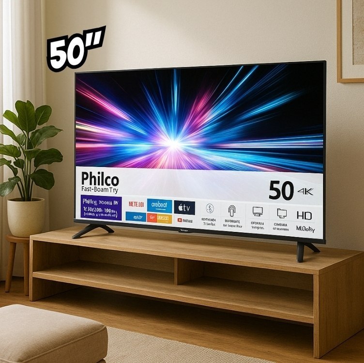 Smart TV LCD LED 50" Philco P50CRB - 4K UHD como Wi-Fi, HDMI, USB, Dolby Aúdio, 60Hz