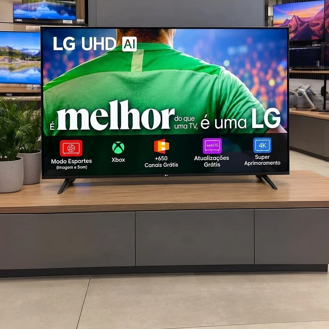 Smart TV LG UHD AI UA75 50 polegadas HDR10 Pro Processador α7 AI Ger8 webOS 25
