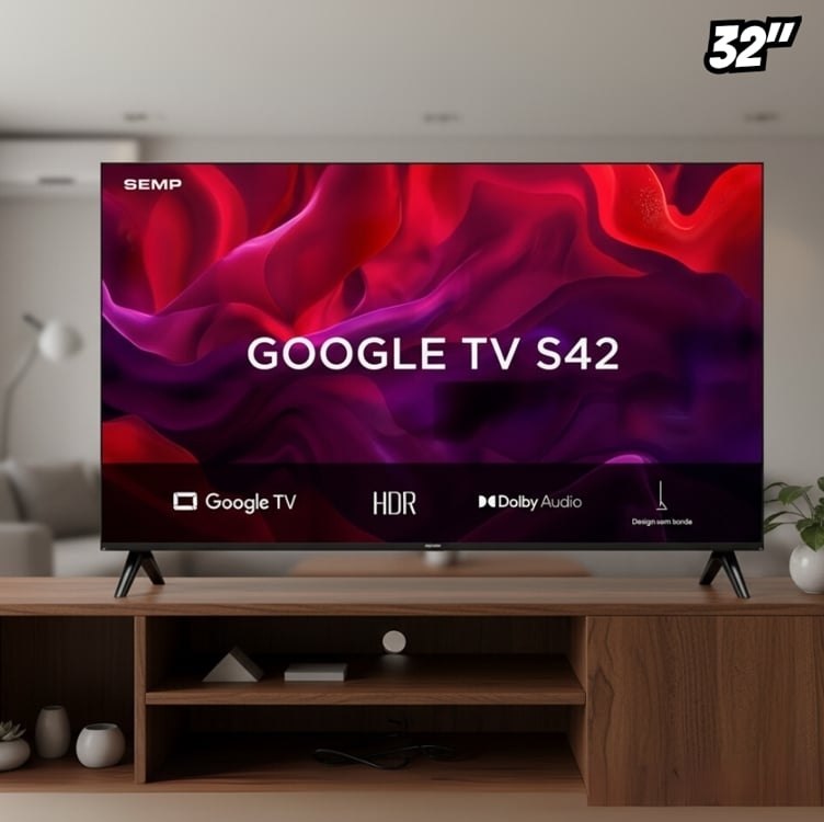 Smart Tv Semp 32 Polegadas Led Hd S42 Wifi Bluetooth Google Tv 2 Hdmi Hdr10 Dolby Audio 32s42*