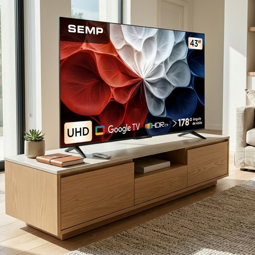 Smart Tv Semp 43" Led Hva 4k S62 Wifi Bluetooth Google Tv 3 Hdmi Hdr10+ Dolby Audio (43s62)