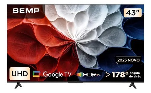 ⚠️ Smart Tv Semp 43 Polegadas Led Hva 4k S62 Wifi Bluetooth Google Tv 3 Hdmi Hdr10+ Dolby Au...