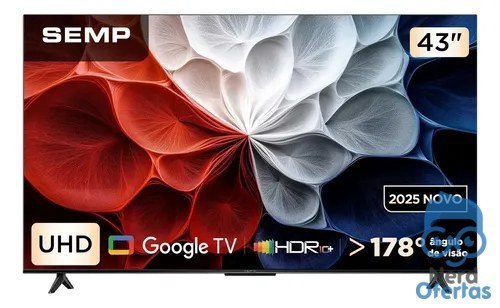 ⚠️ Smart Tv Semp 43" Polegadas Led Hva 4K S62 WiFi Bluetooth Google Tv 3 Hdmi Hdr10+ Dolby A...
