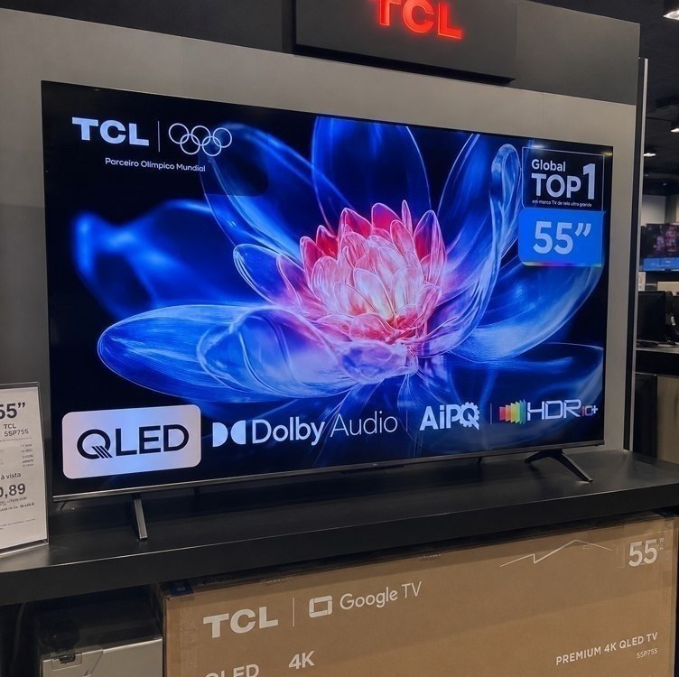 Smart Tv Tcl 55 Polegadas Qled 4k T6c Wifi Bluetooth Google Tv Tela Hva E Hdr10+ 55t6c