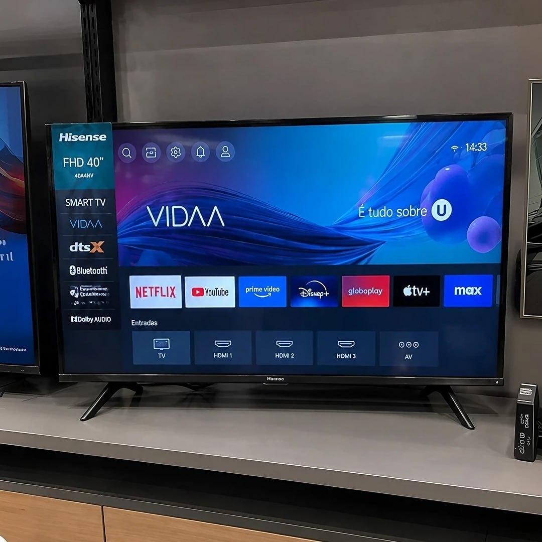 Smart TVHisense FHD 40" Polegadas 40A4NV com HDR10, DTS Virtual X, Compatibilidade Alexa