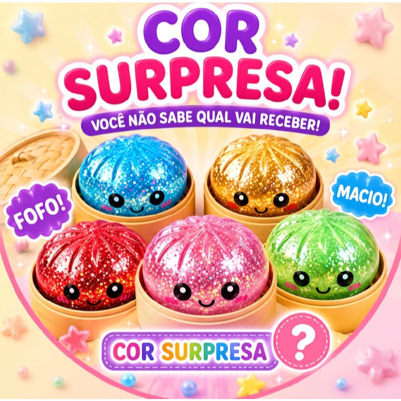 Squishy Bolinho Brinquedo Sensorial de Apertar Kawaii Baozi Presente Criativo Fidget