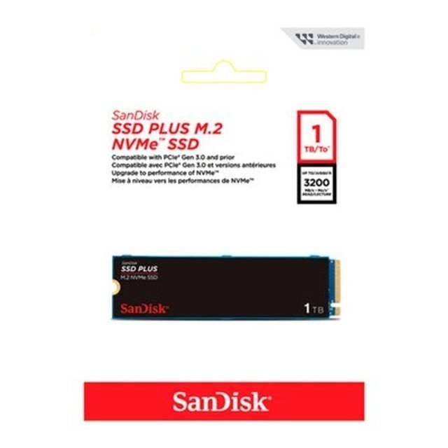 ⚠️ SSD SANDISK PLUS, 1TB, M.2 PCLE, NVME, LEITURA 3200MB/S E GRAVAÇÃO ACIMA DE 2500MB