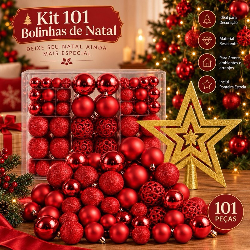 *🆘SUA CASA MERECE FICAR DO JEITINHO QUE SONHOU 🥹😍KIT 101 BOLAS DE NATAL DECORATIVAS PARA ÁRV...
