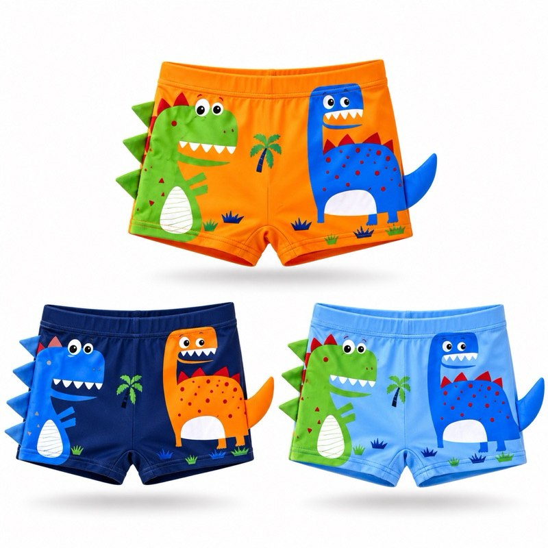 Sunga Infantil 1, 2 ou 3 uni Boxer Menino Estampada Dinossauro Tubarão Caranguejo Praia Pisc...
