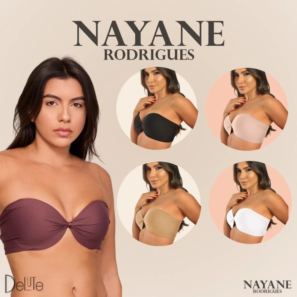 Sutia Nayane Rodrigues Tomara que Caia com Bojo e Aro Liso de Alta Sustentacao Push Up Confo...