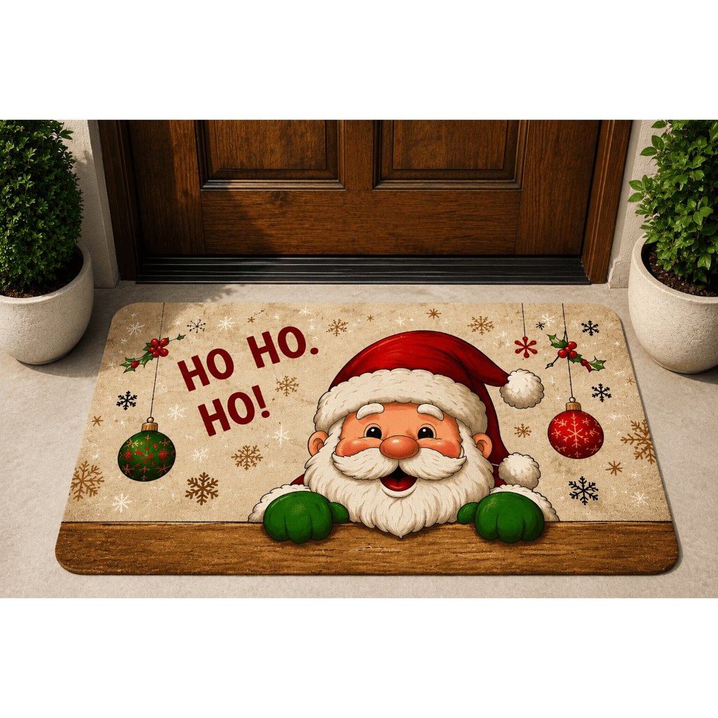 🆘TAPETE DE ENTRADA NATAL ENGRAÇADO PAPAI NOEL FAMÍLIA AMA O NATAL 40X60 ANTIDERRAPANTE