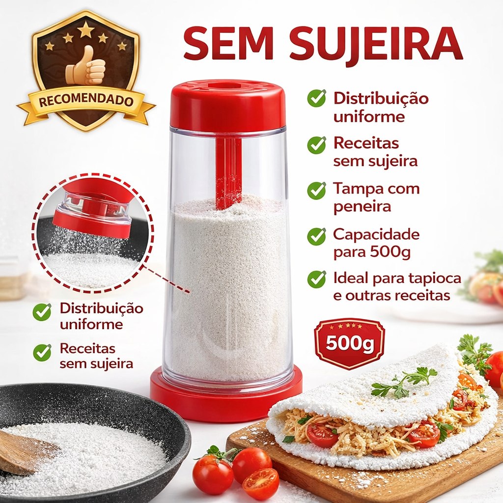 Tapioqueira Peneira Polvilhador Armazena Tapioca Beiju Farinha Cozinha Utensilio Cores Aleat...
