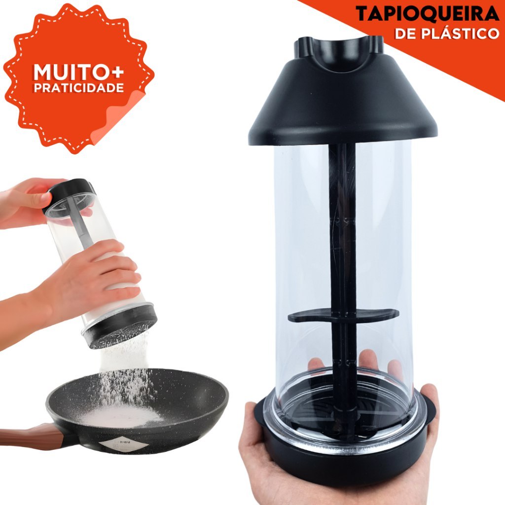 🔥 TAPIOQUEIRA PRÁTICA 2 EM 1 PENEIRA + ARMAZENADOR DE TAPIOCA SEM SUJEIRA NA COZINHA - SHEFA