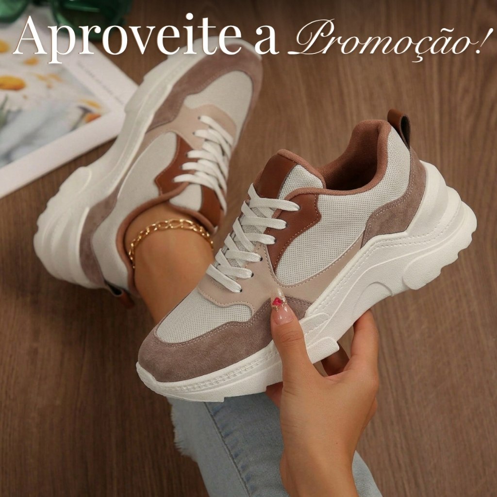 TÊNIS FEMININO SNEAKER TRATORADO PLATAFORMA CONFORTÁVEL RESISTENTE QUALIDADE PREMIUM