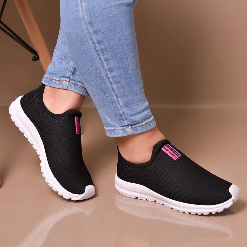 Tênis Meia Feminino Calce Fácil Botinha Ortopédico Esportivo Sneaker Slip On Casual confortá...