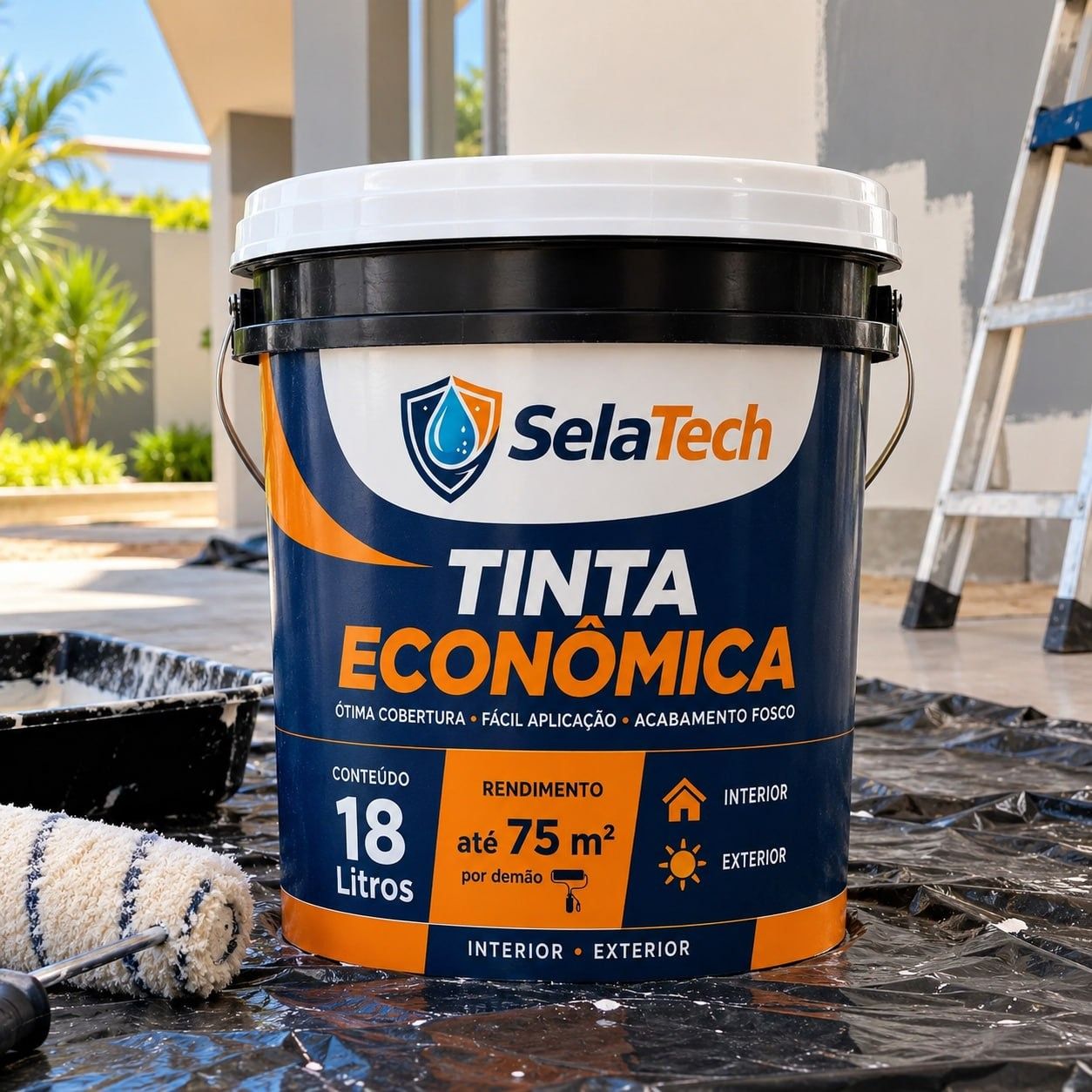 Tinta Acrílica Econômica 18l Fosca Selatech Interno Externo